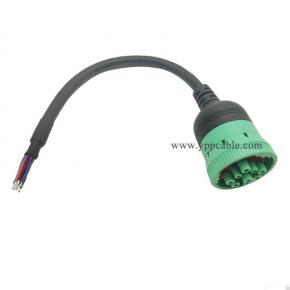 Type 2 Green 9pin J1939 Female to Open Cable 1ft/30cm