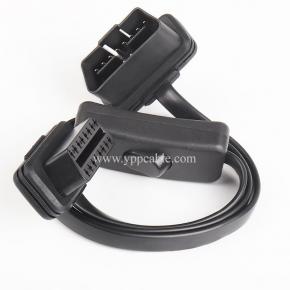 OBD2 extension cable with switch Ultra-thin noodle elbow type car OBD flat cable connector adapter cable