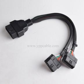 Suitable for automotive OBD2 one-part-two extension cable round cable one to two adapter adapter cable