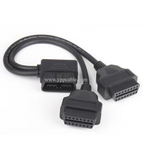 L-type OBD2 one-point-two extension cable elbow 90 degrees one-two connection adapter cable 16-pin 16-core 0.3m
